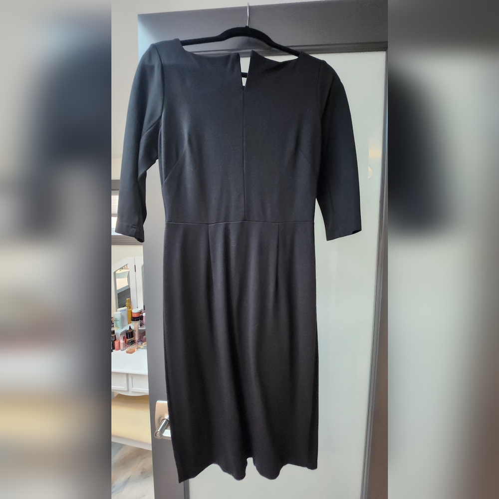 Black Business Casual Quarter Length Sleeve Midi Dress Size 10